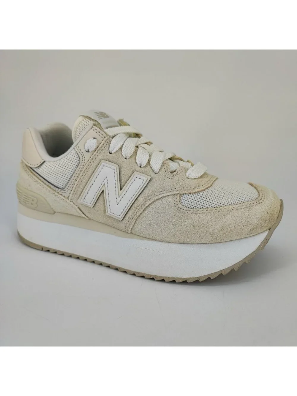 New Balance 574+ Women's Size 7.5 US Sneakers Mesh Ivory Platform WL574ZSO